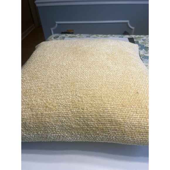Pottery Barn Chenille Yellow 18” Square Throw Pillow Cover & Down Pillow Insert - Picture 1 of 15